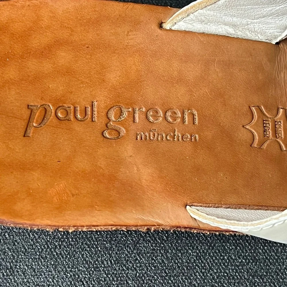 Paul Green White Patent Leather Link Thong Sandals UK 6.5 US 8.5 Flat Boho